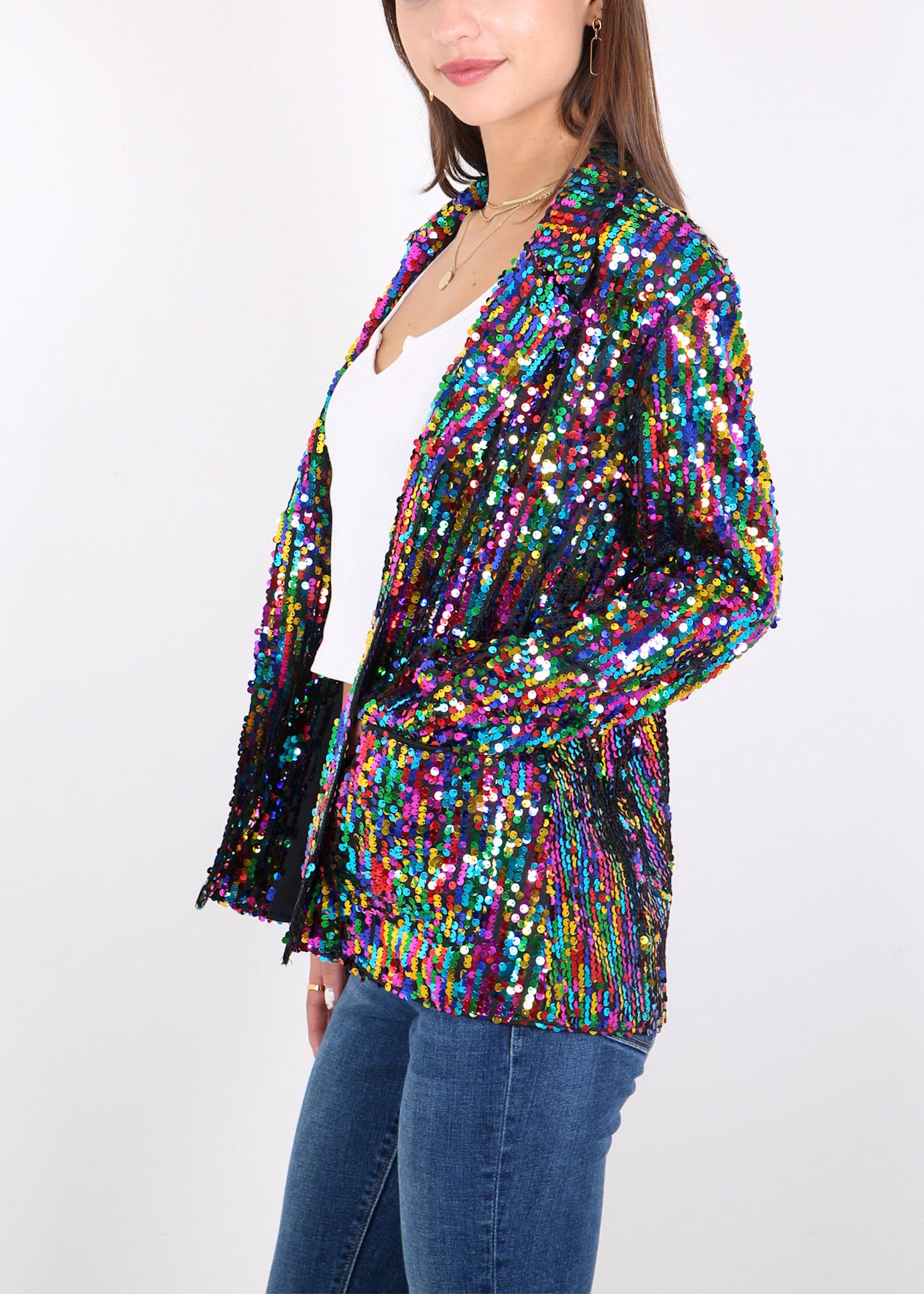 Anna-Kaci Women's Sequin Jackets Long Sleeve Open Front Glitter Sparkle Party Blazer Jacket