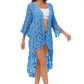 Anna-Kaci Women's Crochet Long Vest Boho Short Sleeve Kimono Cardigan Swimwear Cover up