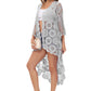 Anna-Kaci Women's Crochet Long Vest Boho Short Sleeve Kimono Cardigan Swimwear Cover up