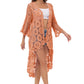 Anna-Kaci Women's Crochet Long Vest Boho Short Sleeve Kimono Cardigan Swimwear Cover up