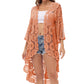 Anna-Kaci Women's Crochet Long Vest Boho Short Sleeve Kimono Cardigan Swimwear Cover up