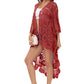 Anna-Kaci Women's Crochet Long Vest Boho Short Sleeve Kimono Cardigan Swimwear Cover up