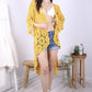 Anna-Kaci Women's Crochet Long Vest Boho Short Sleeve Kimono Cardigan Swimwear Cover up