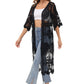 Half Sleeve Tie Front Embroidered Lace Kimono Cardigan Coverup