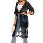 Half Sleeve Tie Front Embroidered Lace Kimono Cardigan Coverup