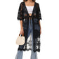 Half Sleeve Tie Front Embroidered Lace Kimono Cardigan Coverup