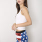 Anna-Kaci Women's Mid Rise July 4th USA Flag Star Stripes Sparkly Sequin Shorts