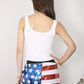 Anna-Kaci Women's Mid Rise July 4th USA Flag Star Stripes Sparkly Sequin Shorts