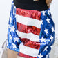 Anna-Kaci Women's Mid Rise July 4th USA Flag Star Stripes Sparkly Sequin Shorts