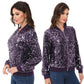 Anna-Kaci Womens Sequin Jacket Sparkle Long Sleeve Front Zip Casual Blazer Bomber Jacket With Pockets