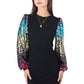 Anna-Kaci Women's Confetti Sequin Balloon Long Sleeve Round Neck Pullover Dress