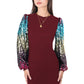 Anna-Kaci Women's Confetti Sequin Balloon Long Sleeve Round Neck Pullover Dress