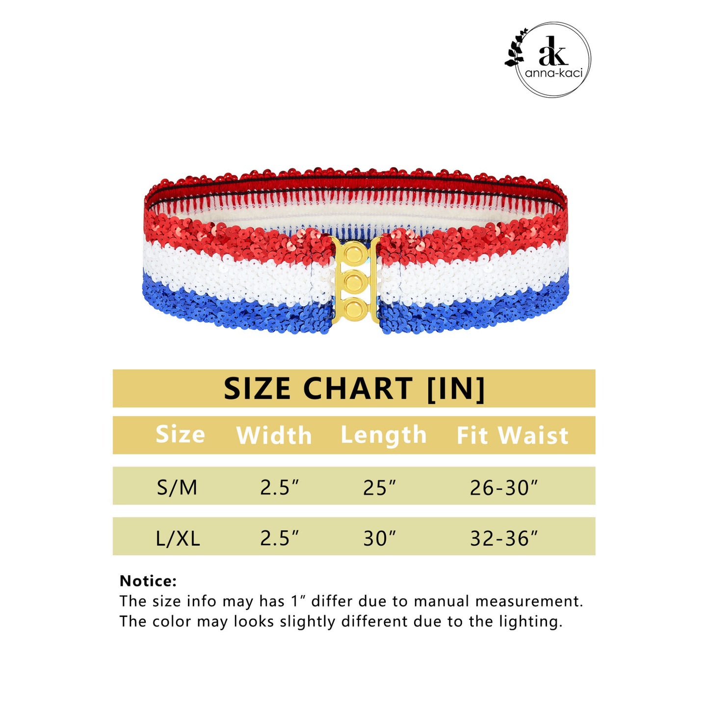 Anna-Kaci Women Glitter Sequin Belts Stretchy Sparkly Cinch Belt Disco Party Costume Elastic Waist Accessory