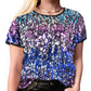 Anna-Kaci Women's Glitter Sequin Tops Short Sleeve Sparkly Shirt Blouse