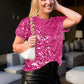 Women's Sequin Short Sleeve Round Neck Sparkly Shirt Blouse