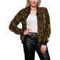 Anna-Kaci Women's Sparkly Sequin Jacket Glitter Long Sleeves Front Zip Up Bomber Jacket with Ribbed Cuffs