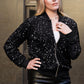 Anna-Kaci Women's Sparkly Sequin Jacket Glitter Long Sleeves Front Zip Up Bomber Jacket with Ribbed Cuffs