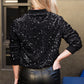 Anna-Kaci Women's Sparkly Sequin Jacket Glitter Long Sleeves Front Zip Up Bomber Jacket with Ribbed Cuffs