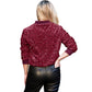Anna-Kaci Women's Sparkly Sequin Jacket Glitter Long Sleeves Front Zip Up Bomber Jacket with Ribbed Cuffs