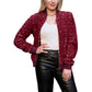 Anna-Kaci Women's Sparkly Sequin Jacket Glitter Long Sleeves Front Zip Up Bomber Jacket with Ribbed Cuffs