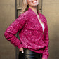 Anna-Kaci Women's Sparkly Sequin Jacket Glitter Long Sleeves Front Zip Up Bomber Jacket with Ribbed Cuffs