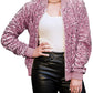 Anna-Kaci Women's Sparkly Sequin Jacket Glitter Long Sleeves Front Zip Up Bomber Jacket with Ribbed Cuffs