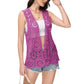 Anna-Kaci Womens Floral Crochet Cardigan Lace Trim Sleeveless Open Front Vest