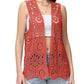 Anna-Kaci Womens Floral Crochet Cardigan Lace Trim Sleeveless Open Front Vest