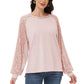 Anna-Kaci Women's Casual Sequin Ballon Long Sleeve Blouse Loose Round Neck Matching Top Party¡­