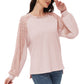 Anna-Kaci Women's Casual Sequin Ballon Long Sleeve Blouse Loose Round Neck Matching Top Party¡­