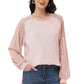 Anna-Kaci Women's Casual Sequin Ballon Long Sleeve Blouse Loose Round Neck Matching Top Party¡­