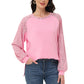 Anna-Kaci Women's Casual Sequin Ballon Long Sleeve Blouse Loose Round Neck Matching Top Party¡­