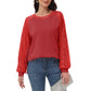 Anna-Kaci Women's Casual Sequin Ballon Long Sleeve Blouse Loose Round Neck Matching Top Party¡­