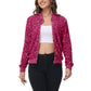 Anna-Kaci Women's Sparkly Sequin Jacket Zipper Long Sleeve Glitter Sequin Bomber Jacket with Pockets
