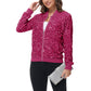Anna-Kaci Women's Sparkly Sequin Jacket Zipper Long Sleeve Glitter Sequin Bomber Jacket with Pockets