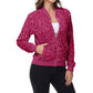 Anna-Kaci Women's Sparkly Sequin Jacket Zipper Long Sleeve Glitter Sequin Bomber Jacket with Pockets