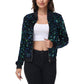Anna-Kaci Women's Sparkly Sequin Jacket Zipper Long Sleeve Glitter Sequin Bomber Jacket with Pockets