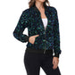 Anna-Kaci Women's Sparkly Sequin Jacket Zipper Long Sleeve Glitter Sequin Bomber Jacket with Pockets