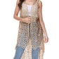 Anna-Kaci Boho Crochet Long Vest Top for Women Sleeveless Lace Cardigan Kimono Swimwear Cover Ups