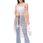 Anna-Kaci Boho Crochet Long Vest Top for Women Sleeveless Lace Cardigan Kimono Swimwear Cover Ups