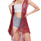 Anna-Kaci Boho Crochet Long Vest Top for Women Sleeveless Lace Cardigan Kimono Swimwear Cover Ups