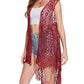 Anna-Kaci Boho Crochet Long Vest Top for Women Sleeveless Lace Cardigan Kimono Swimwear Cover Ups