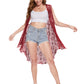 Anna-Kaci Boho Crochet Long Vest Top for Women Sleeveless Lace Cardigan Kimono Swimwear Cover Ups