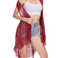 Anna-Kaci Boho Crochet Long Vest Top for Women Sleeveless Lace Cardigan Kimono Swimwear Cover Ups