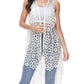 Anna-Kaci Boho Crochet Long Vest Top for Women Sleeveless Lace Cardigan Kimono Swimwear Cover Ups