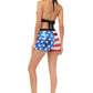 Anna-Kaci Women's 2 Piece July 4th Bikini Set USA Flag Sparkly Sequin Halter Top Shorts Sets