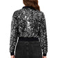 Anna-Kaci Women's Sparkly Sequin Cropped Jacket Long Sleeve Zipper Up Party Club Bomber Jacket