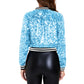 Anna-Kaci Women's Sparkly Sequin Cropped Jacket Long Sleeve Zipper Up Party Club Bomber Jacket