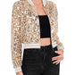 Anna-Kaci Women's Sparkly Sequin Cropped Jacket Long Sleeve Zipper Up Party Club Bomber Jacket