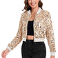 Anna-Kaci Women's Sparkly Sequin Cropped Jacket Long Sleeve Zipper Up Party Club Bomber Jacket